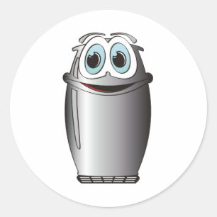 Stainless Steel Cartoon Refrigerator Classic Round Sticker