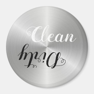 Stainless Steel Clean/Dirty Contrast Typography Magnet