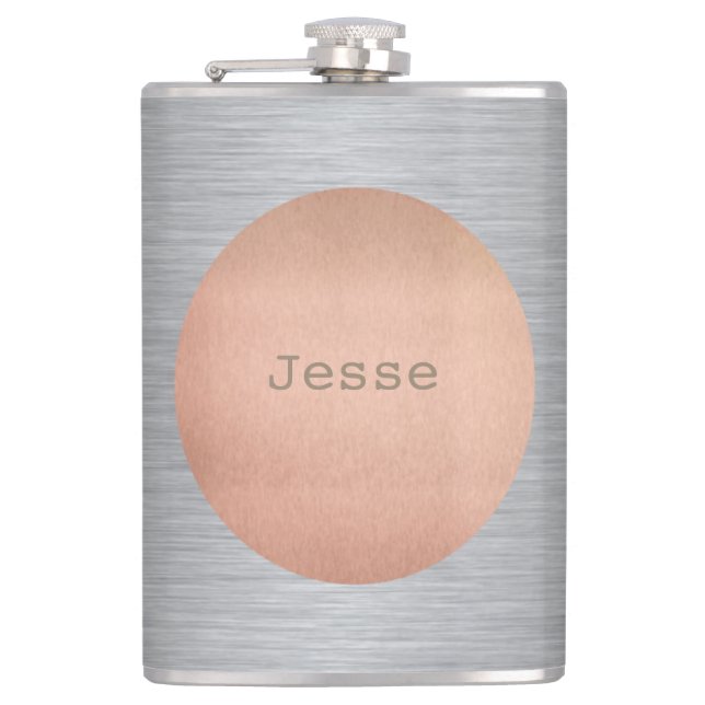 Stainless Steel & Copper Monogram Flask (Front)