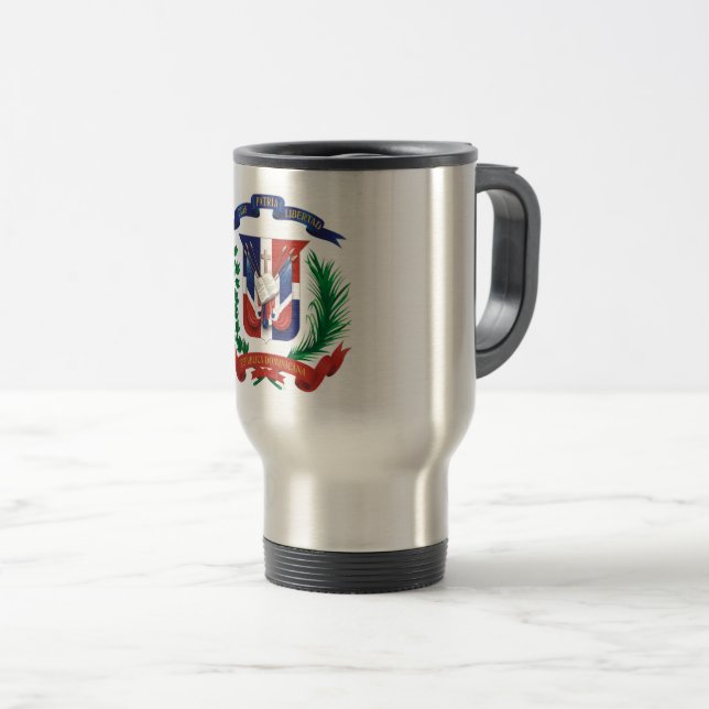 Stainless Steel Dominican Republic Travel Mug (Front Right)