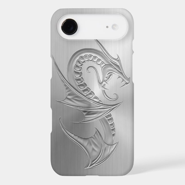 Stainless Steel Effect Dragon Graphic Case-Mate iPhone Case (Back)