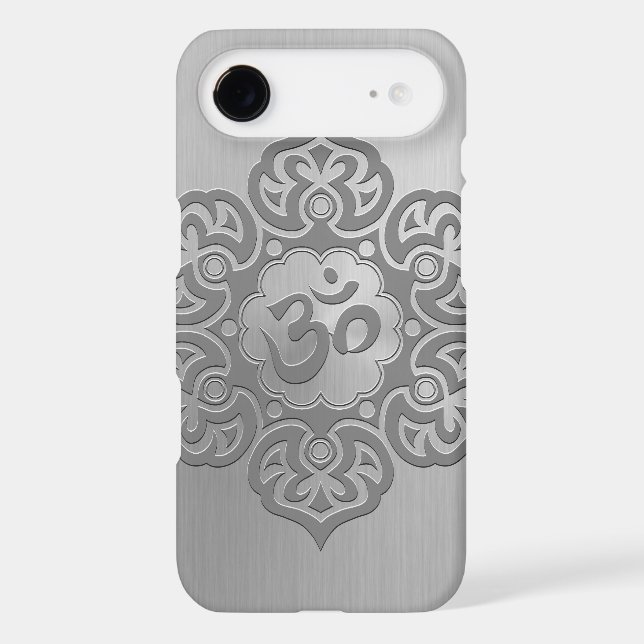Stainless Steel Effect Floral Aum Graphic Case-Mate iPhone Case (Back)