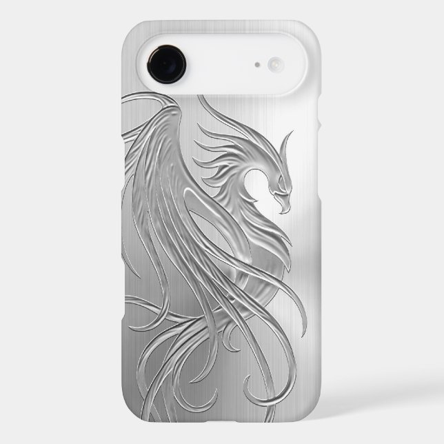Stainless Steel Effect Phoenix Graphic Case-Mate iPhone Case (Back)
