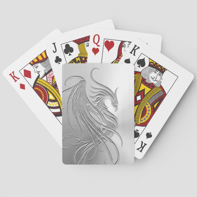 Stainless Steel Effect Phoenix Playing Cards (Back)