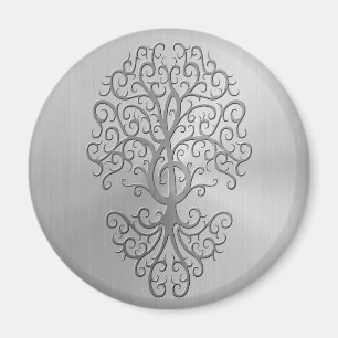 Stainless Steel Effect Treble Clef Tree Graphic Magnet