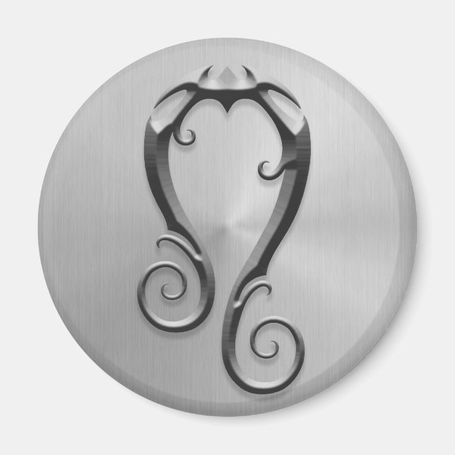 Stainless Steel Leo Symbol Magnet (Front)