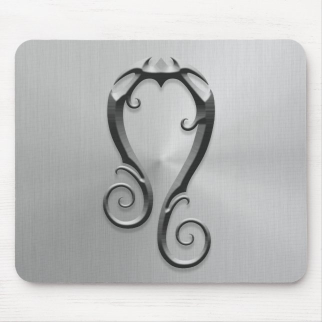 Stainless Steel Leo Symbol Mouse Mat (Front)