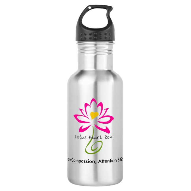 Stainless Steel Lotus Heart Zen Water Bottle (Front)