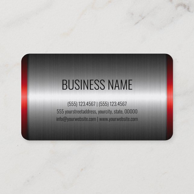 Stainless Steel Metal Look #4 Business Card (Back)