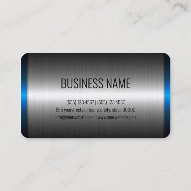 Stainless Steel Metal Look #5 Business Card (Back)