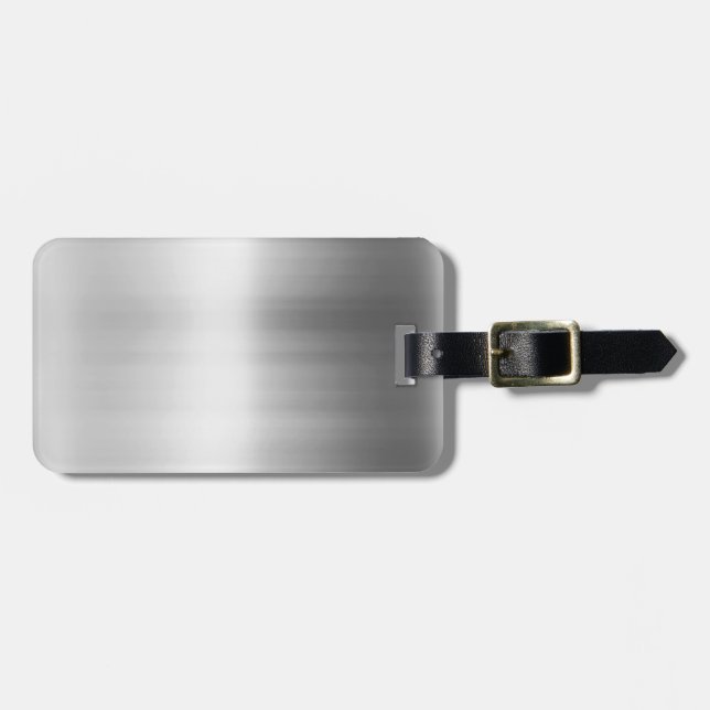 Stainless Steel Metal Look Luggage Tag (Front Horizontal)