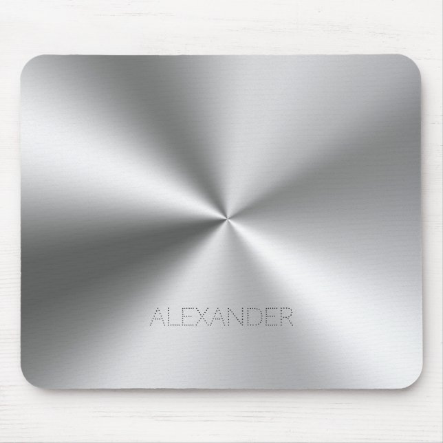 Stainless-Steel Metallic Texture Custom Monogram Mouse Mat (Front)