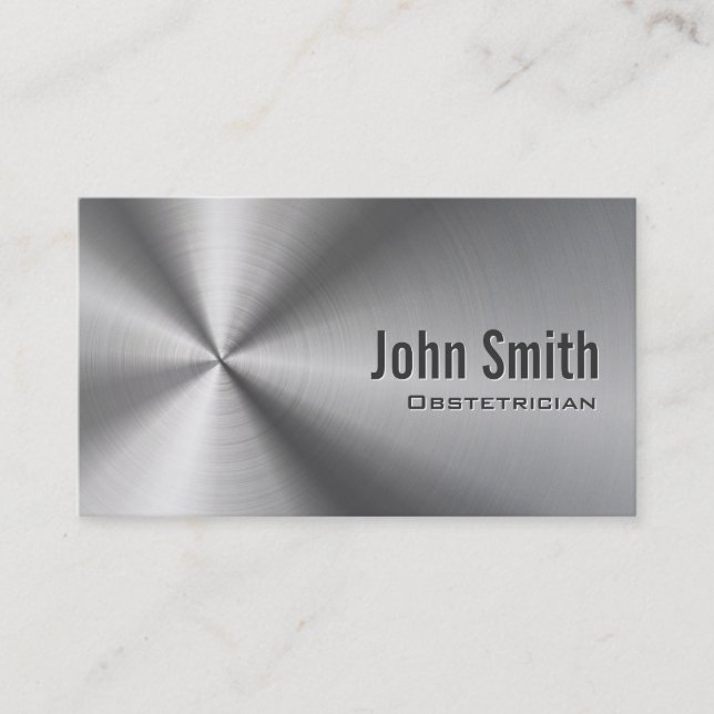 Stainless Steel Obstetrician Business Card (Front)