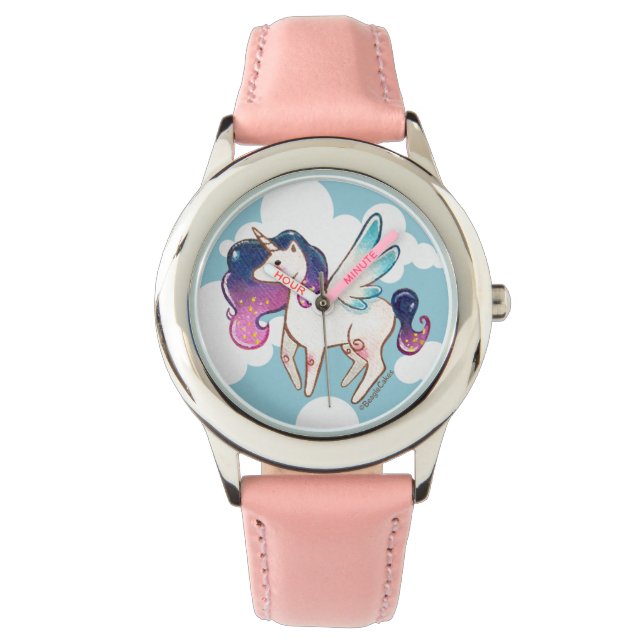 Stainless Steel Pink Unicorn Watch (Front)