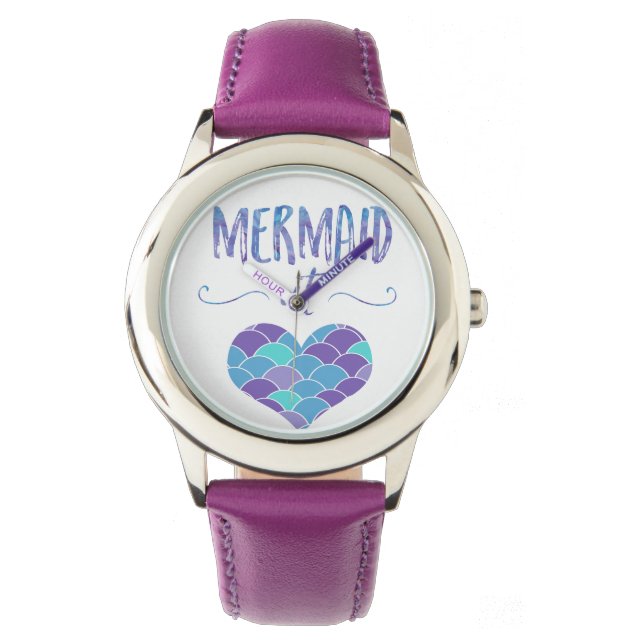Stainless Steel Purple Mermaid at Heart Watch (Front)