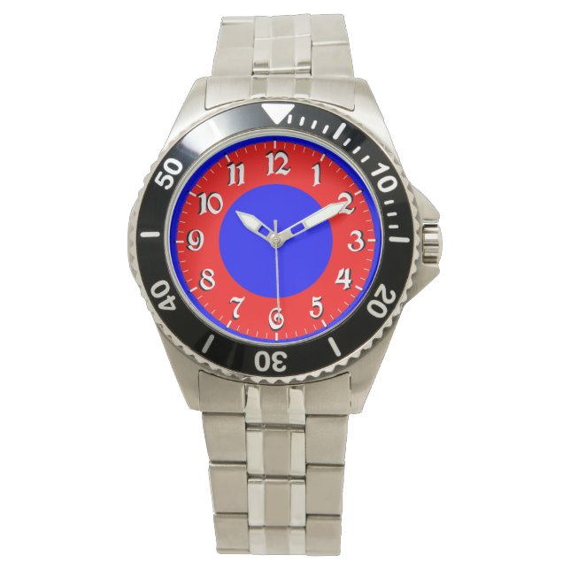 Stainless Steel Red White Blue Analogue Watch (Front)