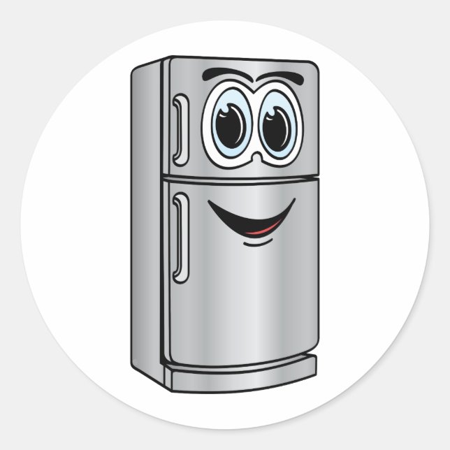 Stainless Steel Refrigerator Cartoon Classic Round Sticker (Front)