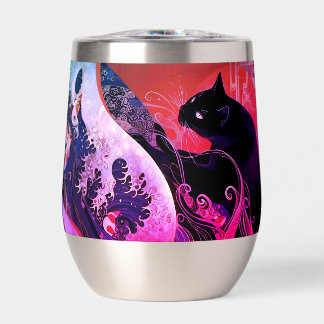 Stainless steel Tumblr with art deco cat