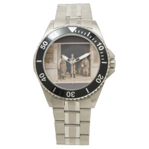 Stainless steel watch and vintage blacksmith photo