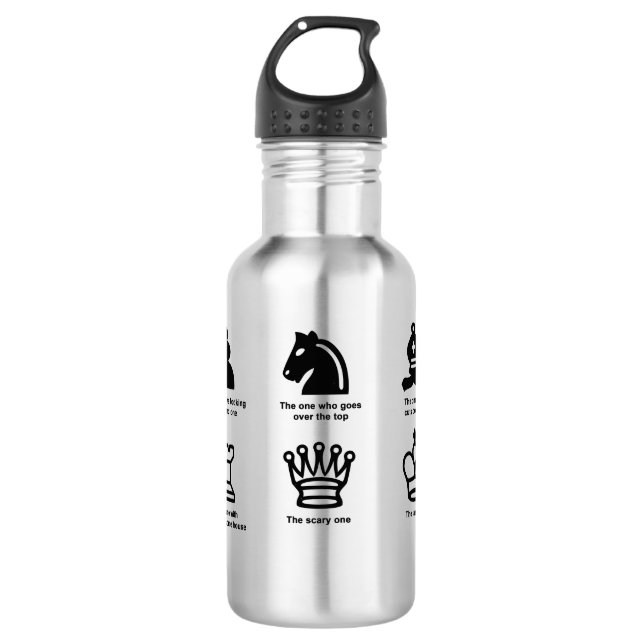 Stainless steel water bottle with funny chess des (Front)
