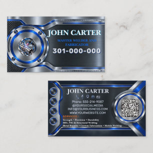 Stainless Steel Welder Metal Custom Logo QR Code Business Card