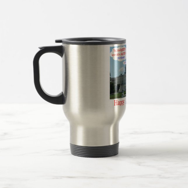 stainless travel mug.  Happy 4th.  rat/uncle sam Mug (Left)