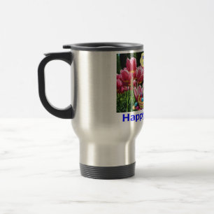 stainless travel mug. Happy Easter. alpaca/bunny Mug