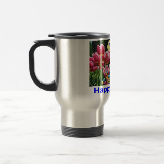 stainless travel mug. Happy Easter. alpaca/bunny Mug