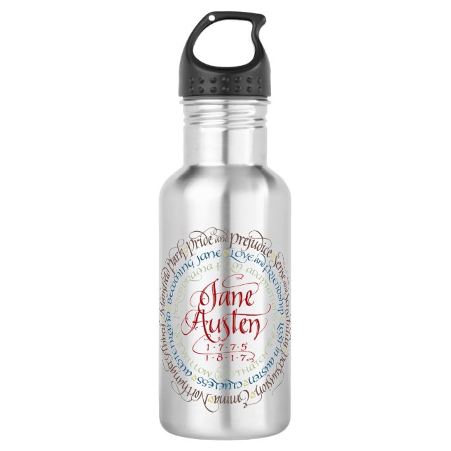 Stainless Water Bottle - Jane Austen Period Dramas (Front)