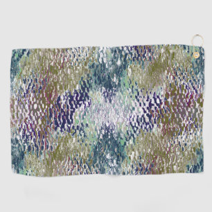 Stains and splatters of paint under hammered glass golf towel