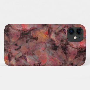 Stains in red hues on black grey grainy background iPhone 11 case