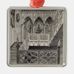 Staircase at Strawberry Hill, engraved by J. Newto Metal Tree Decoration