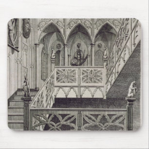 Staircase at Strawberry Hill, engraved by J. Newto Mouse Mat