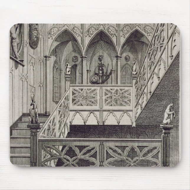 Staircase at Strawberry Hill, engraved by J. Newto Mouse Mat (Front)