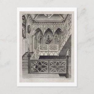 Staircase at Strawberry Hill, engraved by J. Newto Postcard