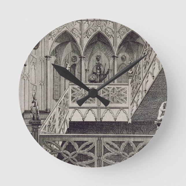 Staircase at Strawberry Hill, engraved by J. Newto Round Clock (Front)