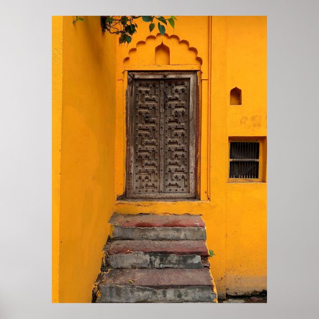 STAIRCASE IN FRONT OF WOODEN DOOR POSTER (Front)