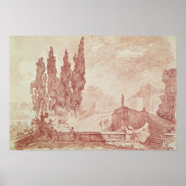 Staircase in the gardens of Villa d'Est Poster (Front)