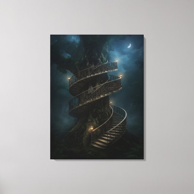 Staircase wrapped around tree canvas print (Front)