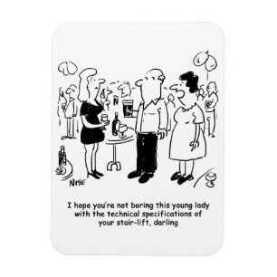 Stairlift specifications cartoon. magnet