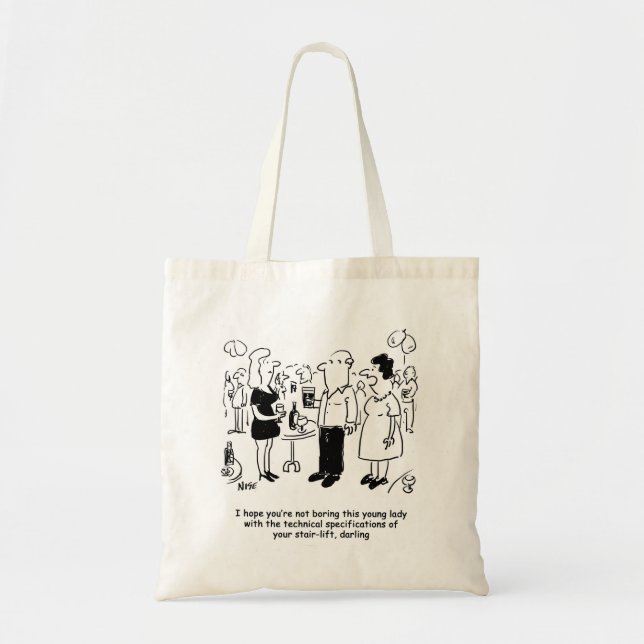 Stairlift specifications cartoon. tote bag (Front)