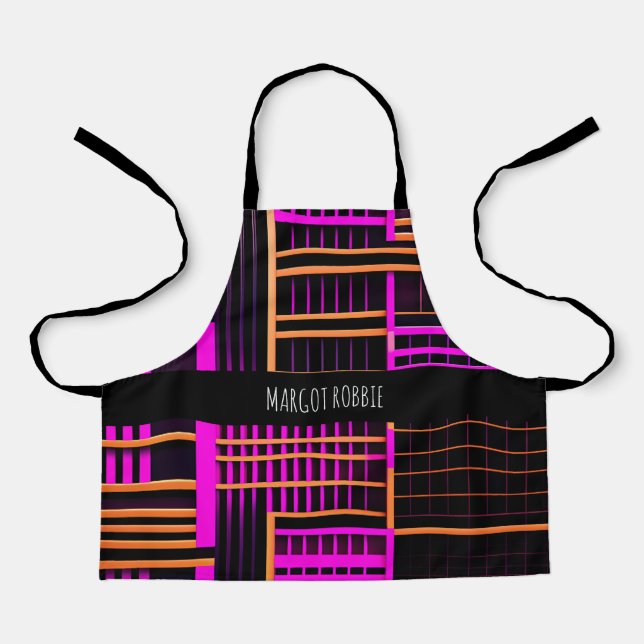 Stairs Black Pink Amou Isometric Pattern Apron (Front)
