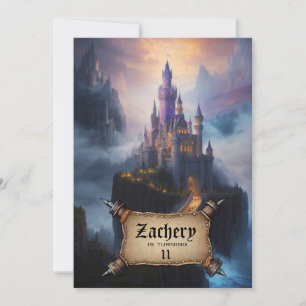 *~* Stairs Castle Mediaeval Fantasy AP88 Birthday Invitation