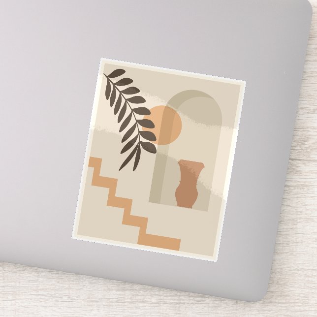 Stairs Leaf Vase Sun, Boho Abstract Geometric Art (Detail)