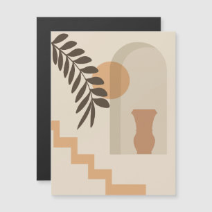 Stairs Leaf Vase Sun, Boho Abstract Geometric Art Magnetic Invitation