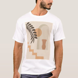 Stairs Leaf Vase Sun, Boho Abstract Geometric Art T-Shirt