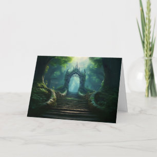 Stairs to Ancient Gate in Enchanted Forest Card