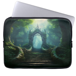 Stairs to Ancient Gate in Enchanted Forest Laptop Sleeve