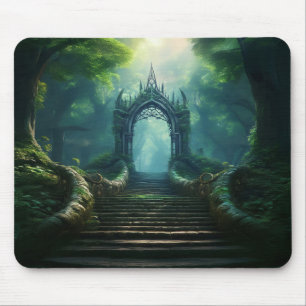 Stairs to Ancient Gate in Enchanted Forest Mouse Mat
