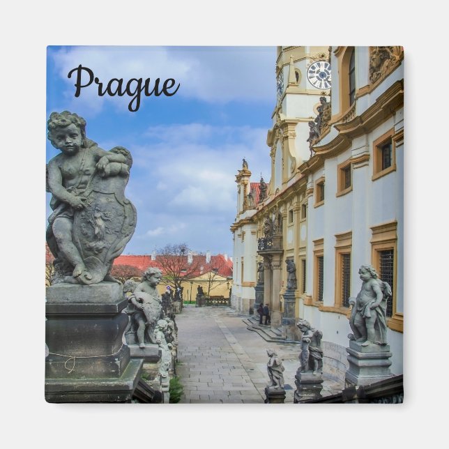 Stairs with stone angels at Loreto Prague church Magnet (Front)